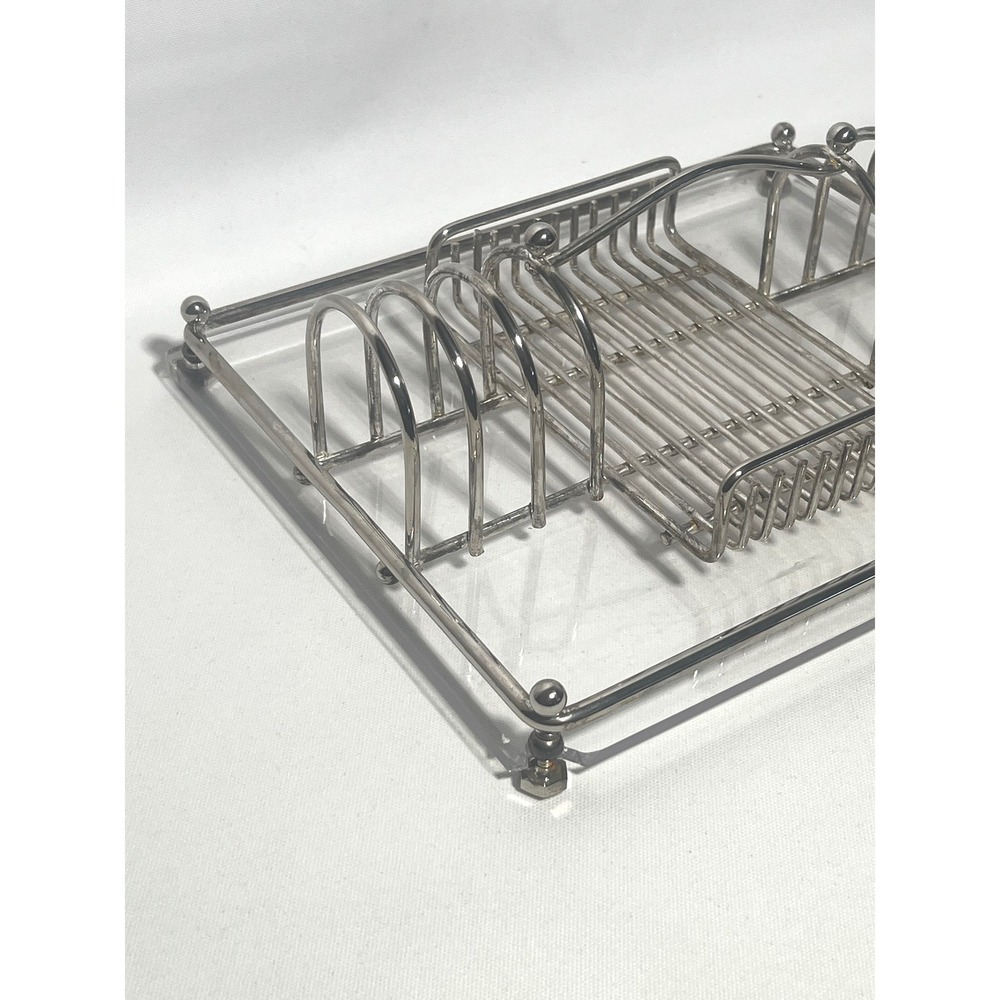 Vintage Davco Silverplate Flatware Caddy Acrylic Buffet Holder Hollywood Regency - Picture 6 of 9